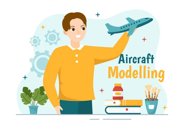 Modelagem Aeronaves Ilustração Artesanato Com Montagem Pintura Modelo Avião Enorme — Vetor de Stock