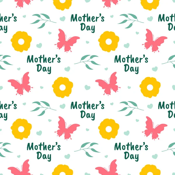 Happy Mother Day Seamless Pattern Design Element Decoration Template Hand — Stock Vector