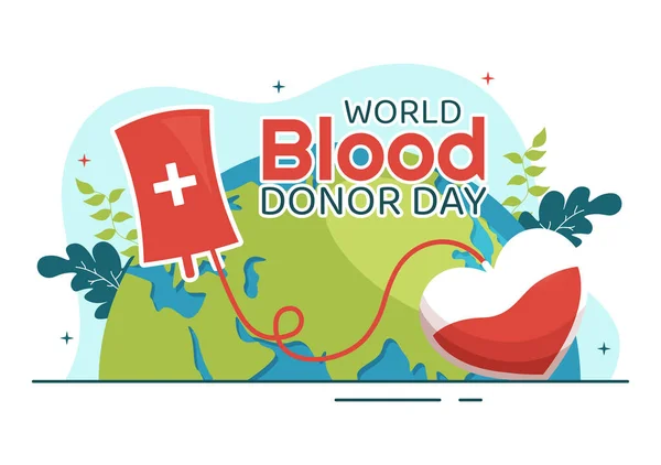 Día Mundial Del Donante Sangre Junio Ilustración Con Sangre Donada — Vector de stock