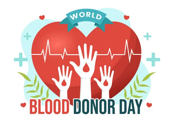 Día Mundial Del Donante Sangre Junio Ilustración Con Sangre Donada — Vector de stock