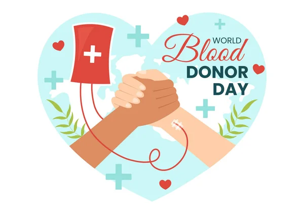 Światowy Dzień Dawcy Krwi Czerwca Ilustracja Ludzką Dawcą Krwi Odbiorcę — Wektor stockowy