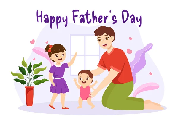 Happy Fathers Day Illustration Med Far Och Hans Son Som — Stock vektor