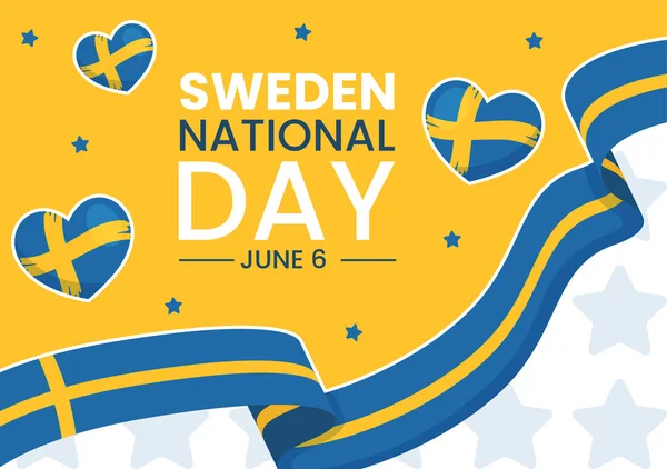 stock vector Sweden National Day Vector Illustration on 6 June Celebration with Swedish Flag in Flat Cartoon Hand Drawn for Web Banner or Landing Page Templates