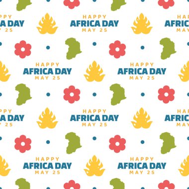 Şablon El Çizimi Çizim Çizimi Çizimindeki Afrika kabilesi figürleriyle Mutlu Afrika Günleri Kusursuz Desen Tasarımı