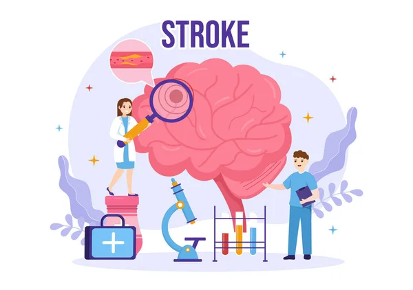 Human Brain Stroke Vector Illustration Scientific Medical Hemorrhage Pain Point — 스톡 벡터
