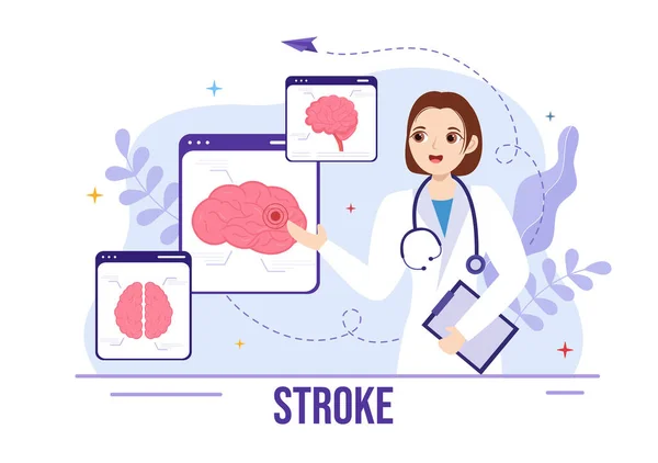 Human Brain Stroke Vector Illustration Scientific Medical Hemorrhage Pain Point — Stock Vector