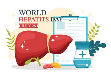 Dünya Hepatit Günü Hasta Hastalıklı Karaciğer, Kanser ve Siroz Çizilmiş El Çizimi Çizim Sayfa Şablonu