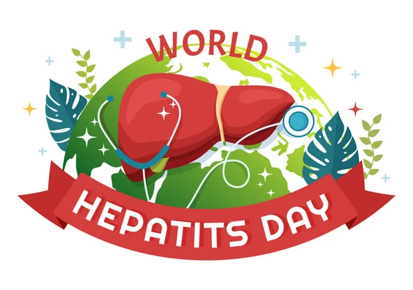 Welt Hepatitis Tag Vektor Illustration Von Leber Krebs Und Zirrhose — Stockvektor