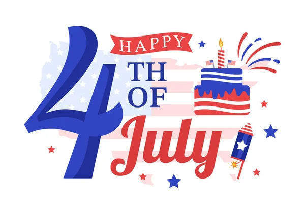 Juli Onafhankelijkheidsdag Usa Vector Illustratie Met Amerikaanse Vlag Ballonnen Achtergrond — Stockvector