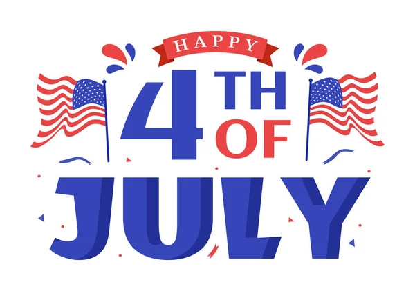 Dia Independência Julho Ilustração Vetor Dos Eua Com Bandeira Americana —  Vetores de Stock