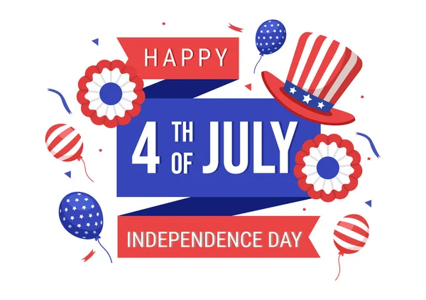 Temmuz Bağımsızlık Günü Abd Vektör Llüstrasyonu Amerikan Bayrağı Balon Özgeçmişi — Stok Vektör