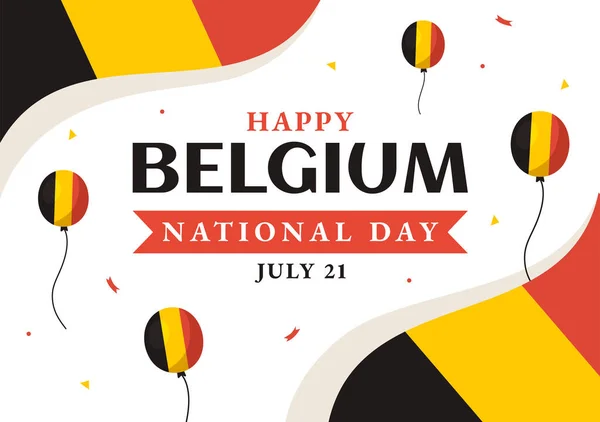 Happy Belgium Independence Day Juli Vector Illustratie Met Golvende Vlag — Stockvector