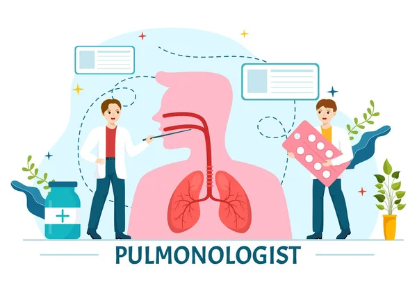 Pulmonólogo Vector Ilustración Con Doctor Pulmonología Pulmones Examen Del Sistema — Vector de stock