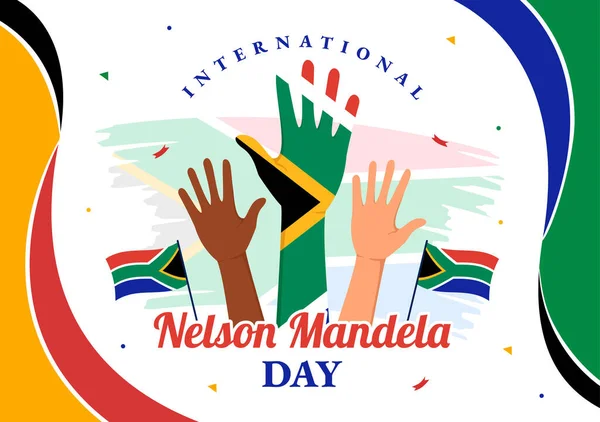 stock vector Happy Nelson Mandela International Day Vector Illustration on 18 July with South Africa Flag in Flat Cartoon Hand Drawn Landing Page Templates