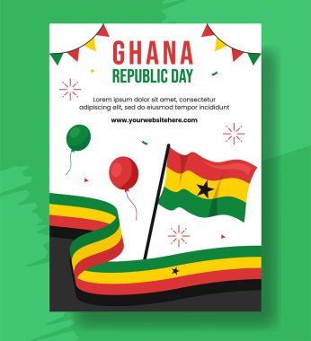 Gana Cumhuriyeti Günü Dikey Poster Düz Çizim El Şablonları Çizim Arkaplan Resimleri