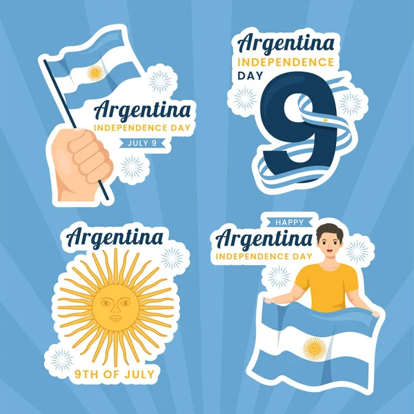 Argentina Självständighetsdag Etikett Platt Tecknad Handritade Mallar Bakgrund Illustration — Stock vektor