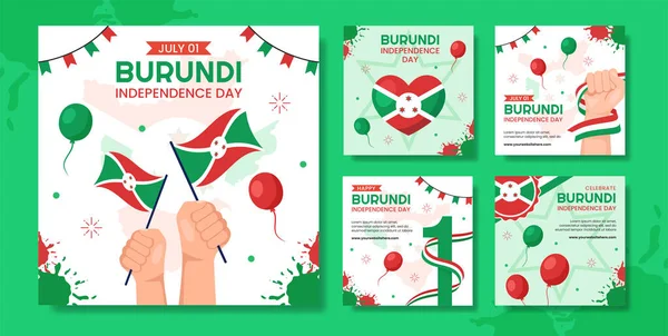 Burundi Självständighetsdagen Sociala Medier Post Platt Tecknad Hand Ritade Mallar — Stock vektor