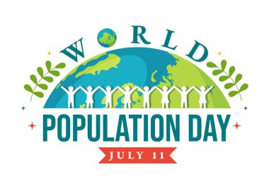 Dünya Nüfus Günü Vektör İlülasyonu 11 Temmuz 'da Düz Çizim El Şablonlarındaki Küresel Nüfus Sorunları Hakkında Bilinci Artırmak İçin