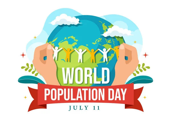 Ilustração Vetor Dia Mundial População Julho Para Aumentar Conscientização Dos —  Vetores de Stock