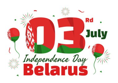 Belarus Bağımsızlık Günü Vektör İlülasyonu 3 Temmuz 'da Ulusal Bayram Düz El Çizim Çizim Çizimi Çizim Arkaplan Şablonu' nda Sallanan Bayrak