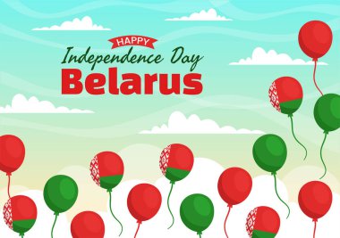 Belarus Bağımsızlık Günü Vektör İlülasyonu 3 Temmuz 'da Ulusal Bayram Düz El Çizim Çizim Çizimi Çizim Arkaplan Şablonu' nda Sallanan Bayrak