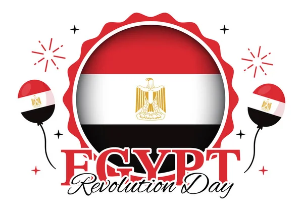 Illustration Vectorielle Jour Révolution Égyptienne Juillet Avec Fond Drapeau Ondulé — Image vectorielle
