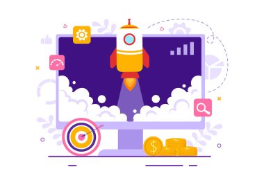 Dijital Pazarlama Roket Şirketinin Geliştirme ve Elle Çekilen Şablonda Kâr Artırma alanındaki Kariyeri Artıran İşletme Vektörü İlülasyonu