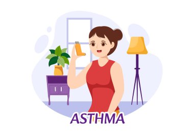 Astım Hastalığı Vektörü İllüstrasyonu İnsan Ciğerleri ve Sağlık Hizmetlerinde Nefes Almak İçin Solunum Spreyleri Çizilmiş Çizgili Çizgi El İniş Sayfası Şablonu