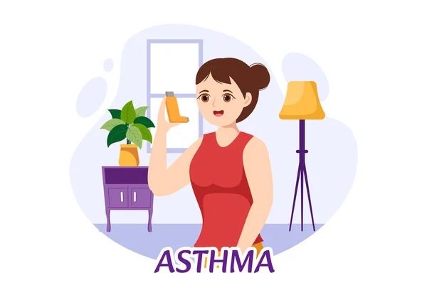Ilustração Vetor Doença Asma Com Pulmões Humanos Inaladores Para Respirar —  Vetores de Stock