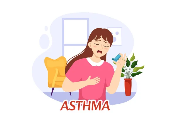 Enfermedad Del Asma Ilustración Vectorial Con Pulmones Humanos Inhaladores Para — Archivo Imágenes Vectoriales