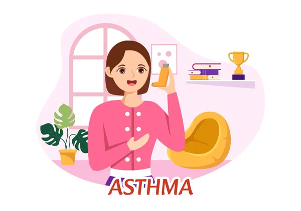 Ilustração Vetor Doença Asma Com Pulmões Humanos Inaladores Para Respirar —  Vetores de Stock