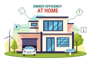Akıllı Ev Teknolojisi Sistemi 'nin Düz Çizgi El Çizim Şablonlarında Merkezileştirilmiş Kontrolüyle Ev Vektörü İllüstrasyonunda Verimli Enerji