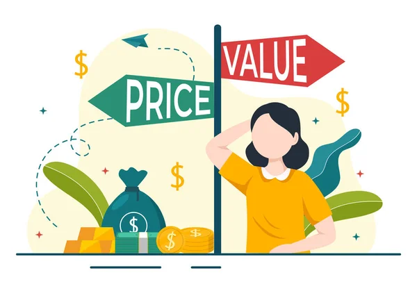 Vergelijk Prijzen Vector Illustratie Van Inflatie Economie Schalen Met Prijs — Stockvector