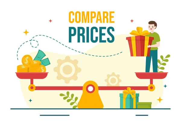 Porovnat Ceny Vektorové Ilustrace Inflace Ekonomice Váhy Cenou Hodnotou Zboží — Stockový vektor