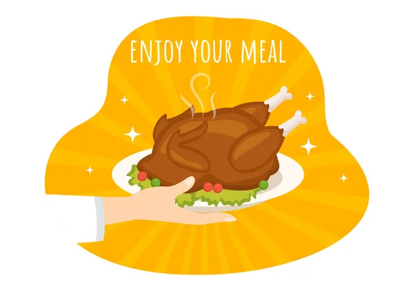 Genießen Sie Ihre Mahlzeit Vektor Illustration Einer Vielzahl Von Köstlichen — Stockvektor