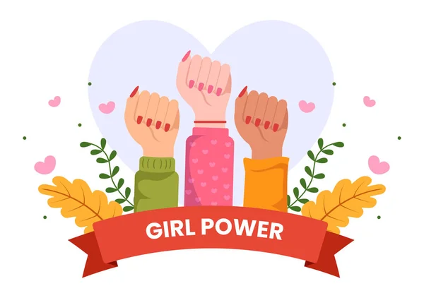 Girl Power Vector Illustration För Att Visa Kvinnor Kan Också — Stock vektor