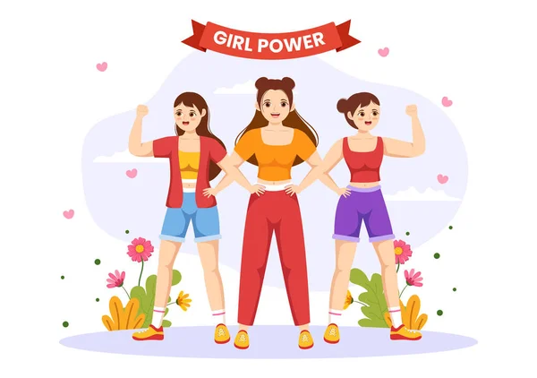 Girl Power Vector Illustration Para Mostrar Que Las Mujeres También — Vector de stock
