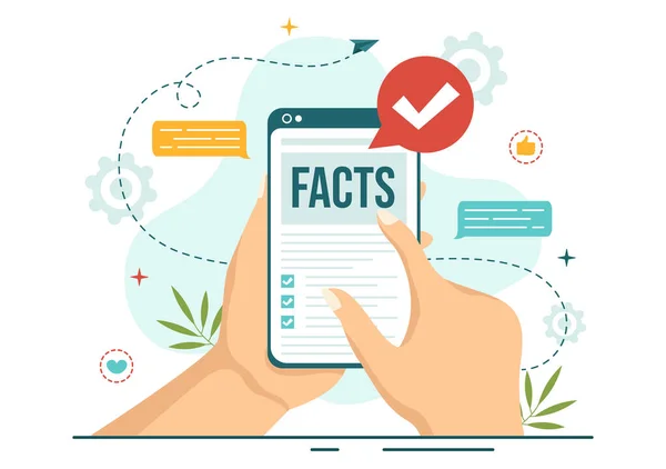 stock vector Fact Check Vector Illustration With Myths vs Facts News for Thorough Checking or Compare Evidence in Flat Cartoon Hand Drawn Landing Page Templates
