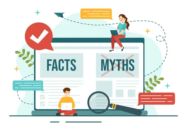 Cek Fakta Ilustrasi Vektor Dengan Mitos Fakta Berita Untuk Pemeriksaan - Stok Vektor