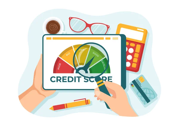 Credit Score Vector Illustration Loan Arrow Gauge Speedometer Indicator Poor — Stock Vector