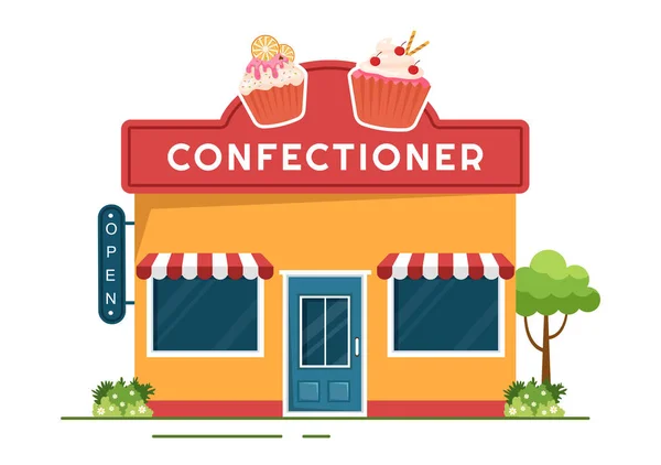 Confectioner Vector Illustration Chef Wears Apron Preparing Dessert Sweet Products — стоковий вектор