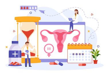 HRT ya da Hormon Değiştirme Terapisi Kısaltma Vektör İlülasyonu Sağlık Hizmetleri Çizim Elleri Çizim Şablonlarında Tedavi ve Hormon İlacı