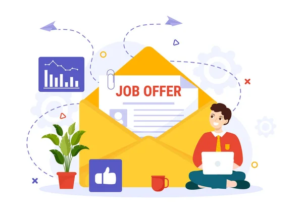 Oferty Pracy Vector Illustration Businessman Recruitment Search Start Kariera Wolne — Wektor stockowy