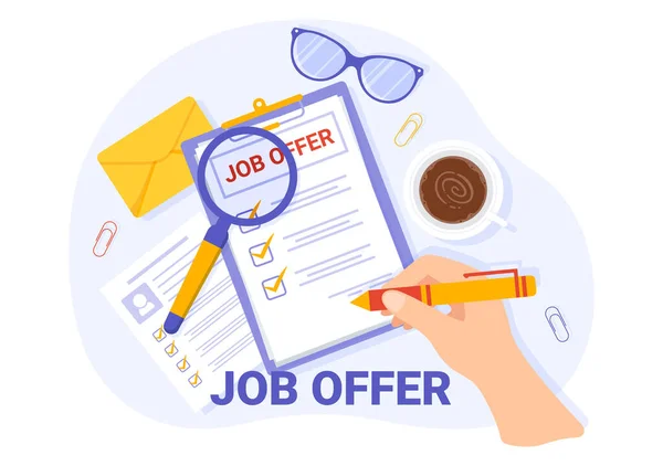 Jobangebot Vektorillustration Mit Geschäftsmann Rekrutierung Suche Berufseinstieg Und Freie Stelle — Stockvektor