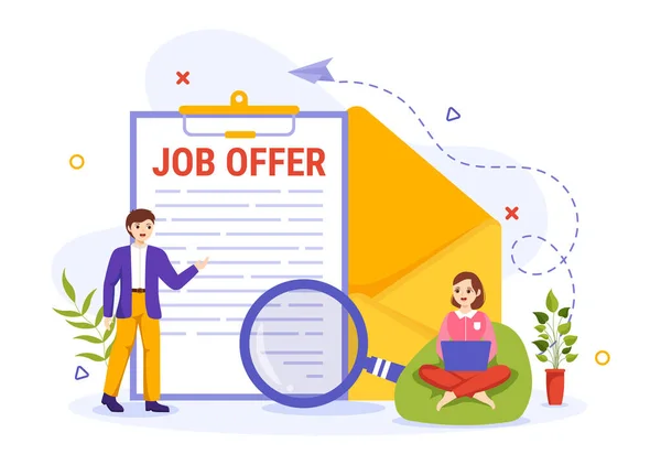 Job Offer Vector Illustration Businessman Recruitment Search Start Career Vacancy — Stock Vector