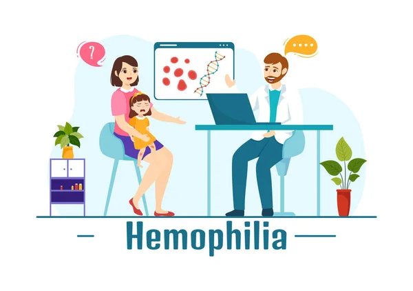 Hemofilia Vector Ilustración Con Médico Examinando Lesiones Rodilla Articulaciones Trastornos — Vector de stock