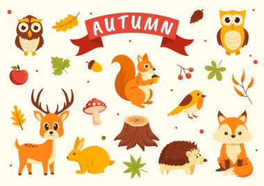 Düz El Çizgi Filmi İniş Sayfası Şablonlarında Sonbahar Vektörü Dağlar ve Akçaağaç Ağaçları Panoramisi Yıkıldı