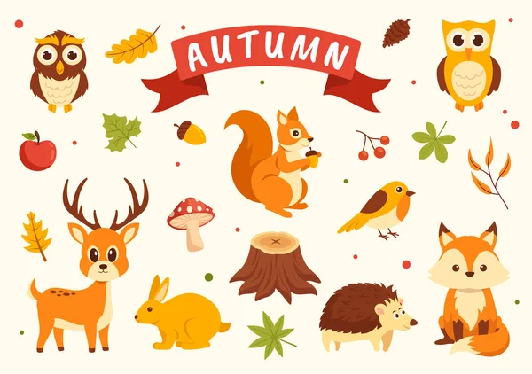 Herbst Vektor Illustration Panorama Von Bergen Und Ahornbäumen Mit Gelbem — Stockvektor