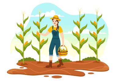 Pumpkins Sonbaharı ve Düz El Çizim Arkaplan Şablonu Tarlasında Mevsimsel Tarımsal Tarımsal Tarımla Hasat Sezonu Vektör Resimleri