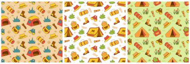 Yaz Kampı Kusursuz Kamp Şablon El Çizimi Çizimli Çizim Çizimi Kamp ve Seyahat Elementi Tasarımı